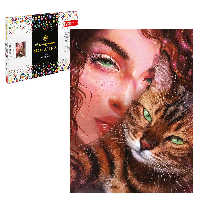 Мозаика алмазная 30x40  Девушка с котом  Феникс