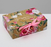 Коробка подарочная картон.16,5х12,5х5см складная  Цветущего счастья
