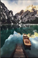 Картина в раме 40х50см  Горное озеро. Лодка