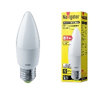 Лампа светодиодная Е27 8,5Вт свеча дневной Navigator 61328