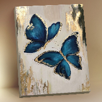 Живопись по номерам  с поталью 40х50  Синие бабочки