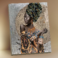 Живопись по номерам с поталью 40х50  Африканская девушка