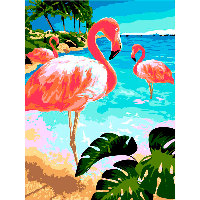 Живопись по номерам 40х50  Фламинго на пляже  LORI