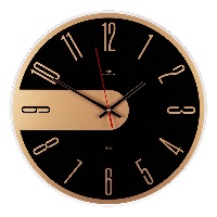 Часы настенные стекло 39см  Стиль черный  открытая стрелка Рубин