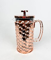 Чайник заварочный Френч-пресс 600мл металл.  Орнамент  розовое золото