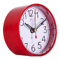 Часы-будильник кварц 8х8х3,7см  Классика  красный Рубин