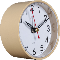 Часы-будильник кварц 8х8х3,7см  Классика  бежевый Рубин
