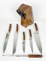 Нож кухон. (н-р 5шт) метал.  ножницы мусат с дерев. подставкой