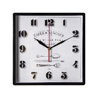 Часы настенные пластм. 30х30см  Кафе в Марселе  квадрат черный Рубин